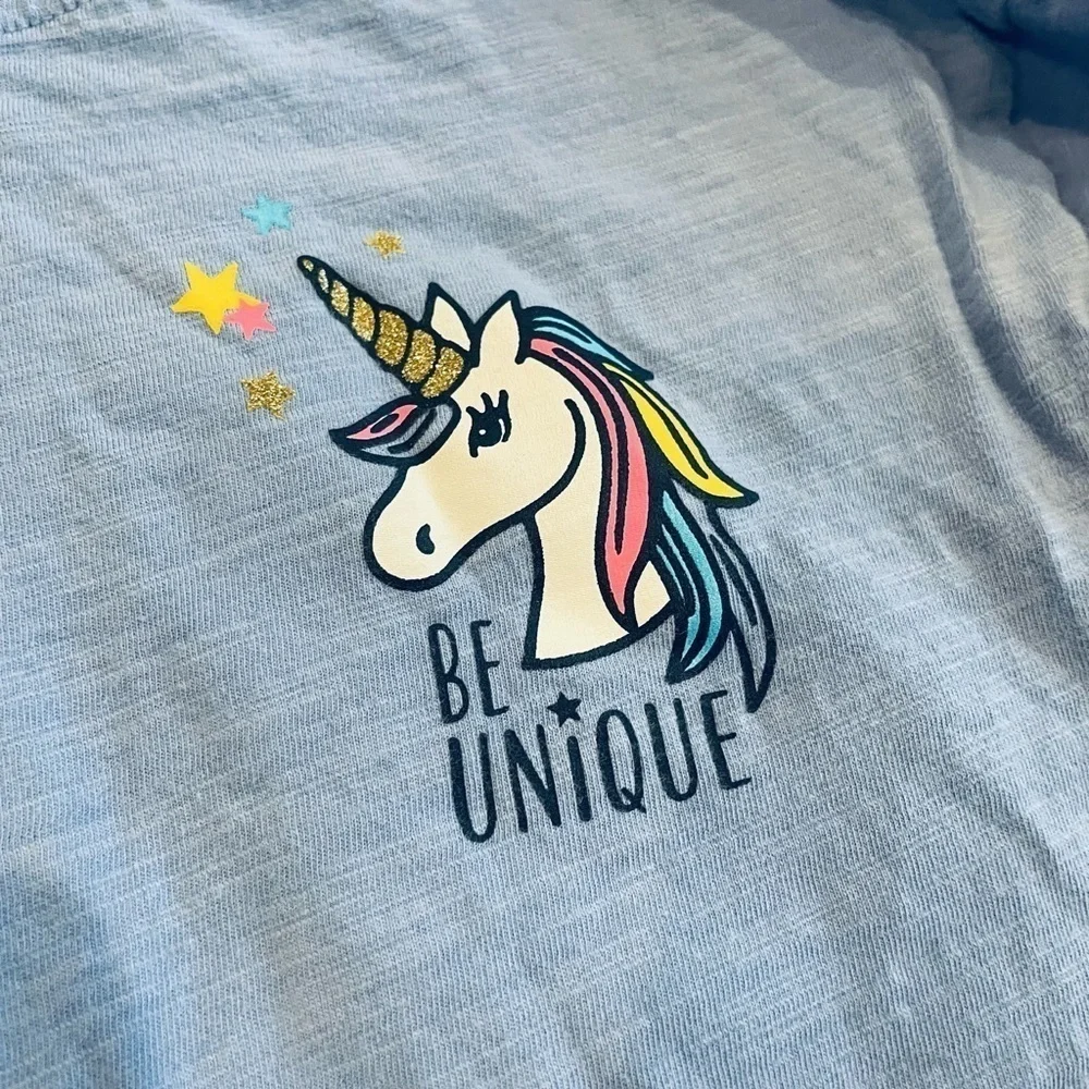 OshKosh B’Gosh Blue Be Unique Unicorn Stars Pullover Hoodie Toddler Girls Size 4